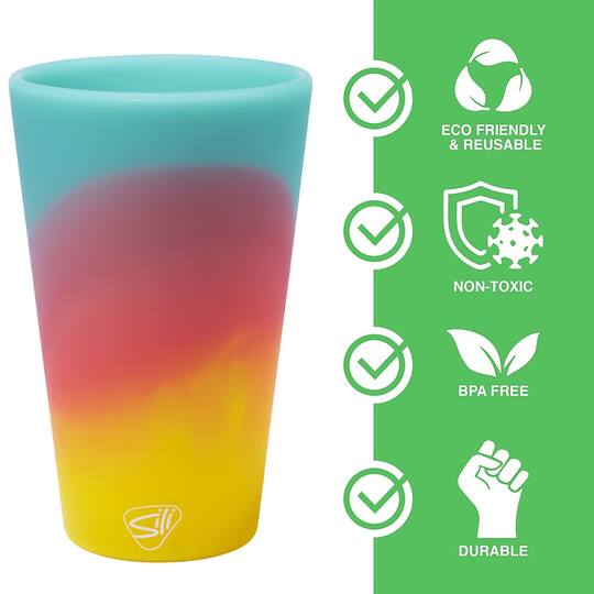 Silipint® 16oz. Sugar Rush & Aurora Silicone Pint Glasses, 2ct.